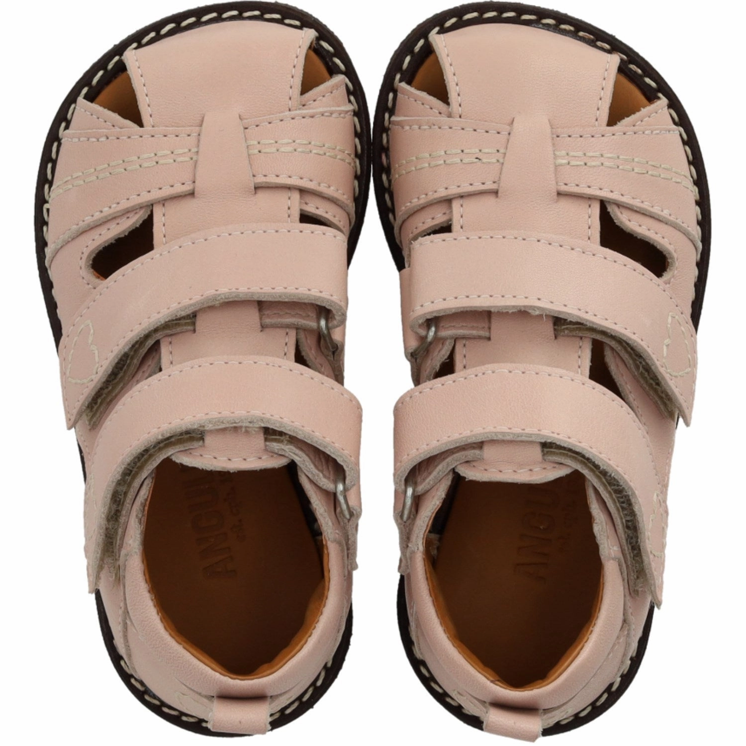 Anyday Style Angulus Rosebud Beginner Sandal Med Kontrast Hjertebroderi