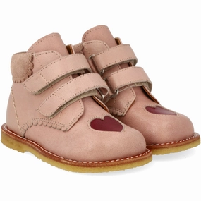 Angulus Rosebud/Berry Beginner Shoes Med Udstanset Kontrasthjerte Modern Build Quiet Design