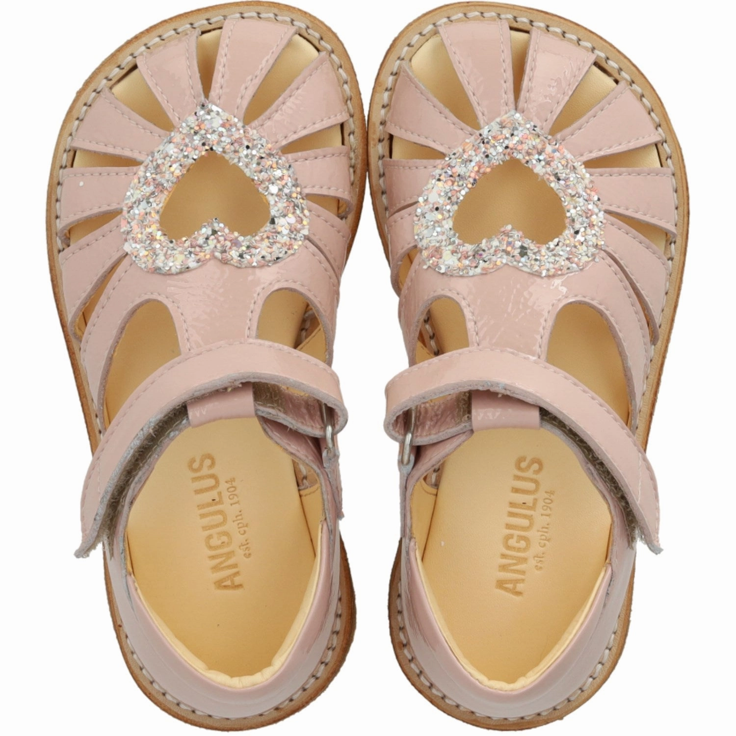 Smart Casual Intentional Daily Angulus Rosebud/Rosebud Glitter Hjertesandal Med Glitter Hjerte