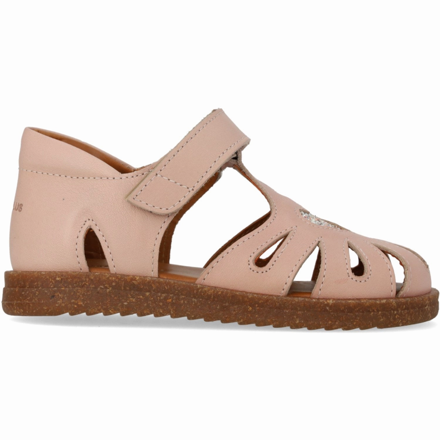 Angulus Rosebud/Rosebud Glitter Leather Heart Sandal With Sparkling Glitter Heart Smart Function