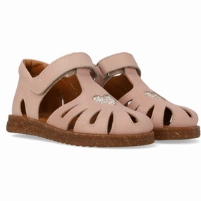 Motion-Driven Wear Angulus Rosebud/Rosebud Glitter Leather Heart Sandal With Sparkling Glitter Heart