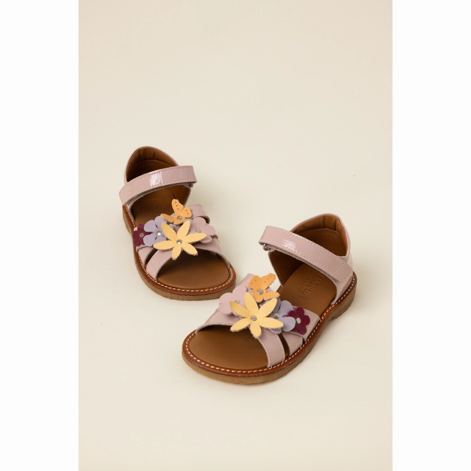 Angulus Rosebud Sandal With Multicolored Floral Appliques Driven By Comfort