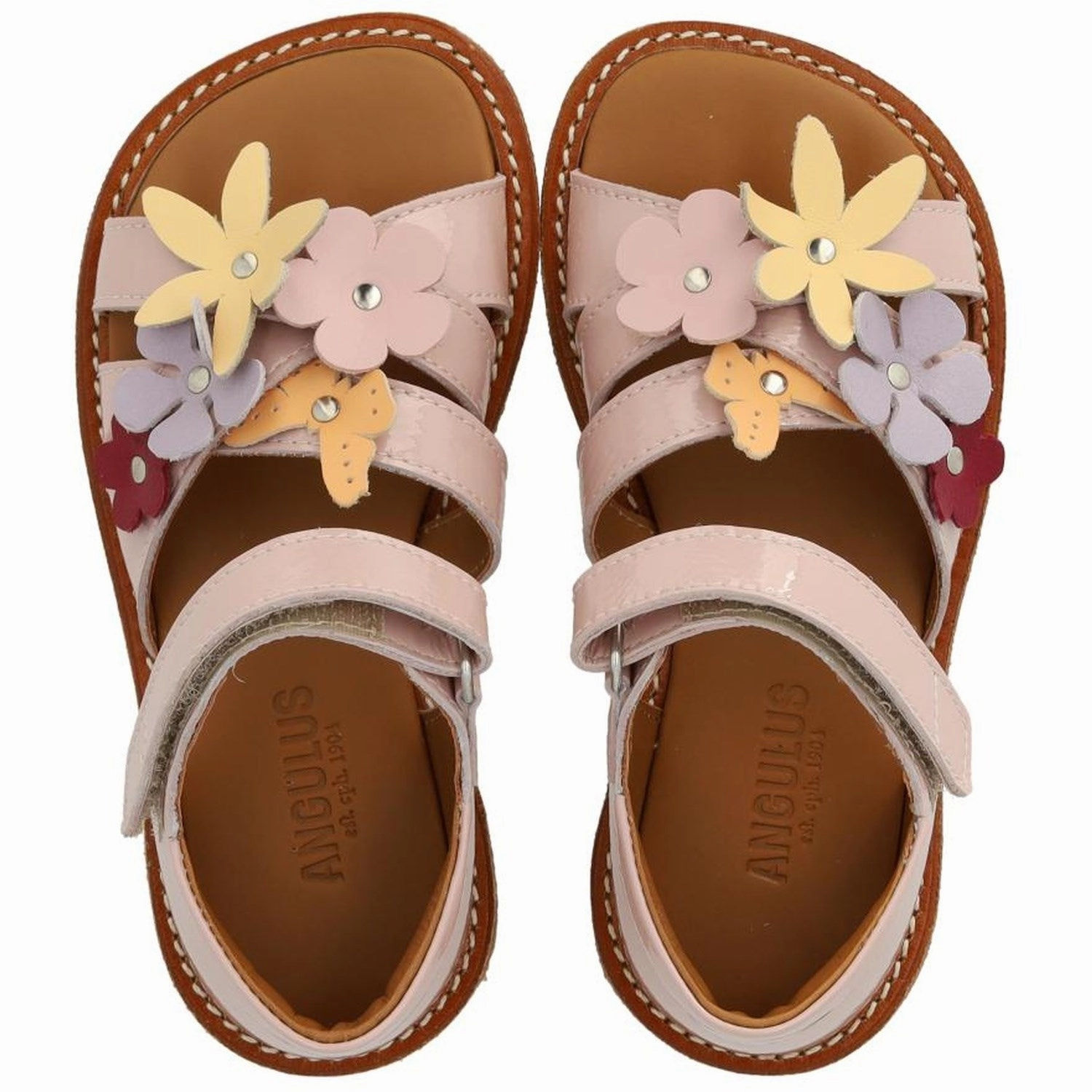 Angulus Rosebud Sandal With Multicolored Floral Appliques Easy Layering Elevate Your Day