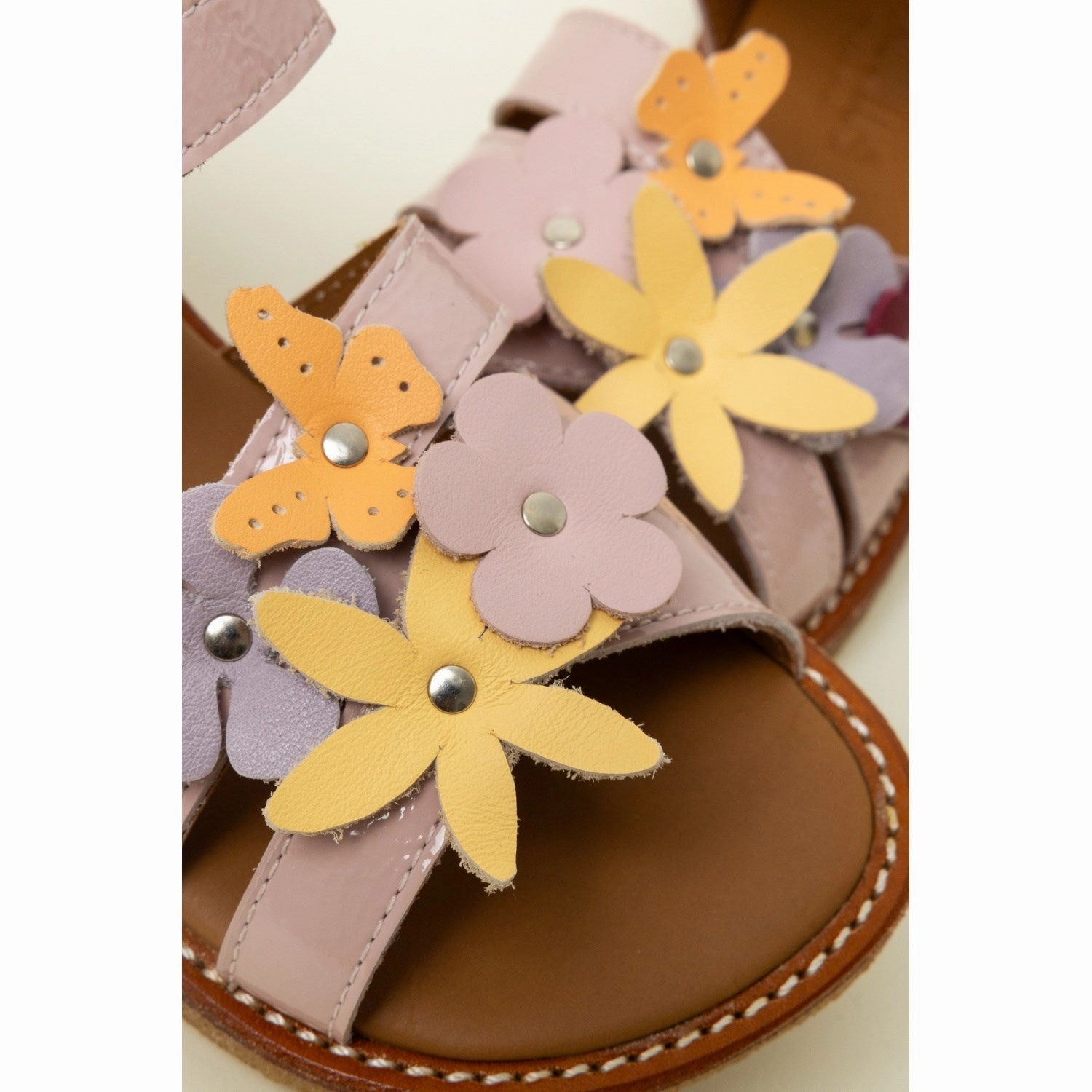 Angulus Rosebud Sandal With Multicolored Floral Appliques Essentials, Upgraded