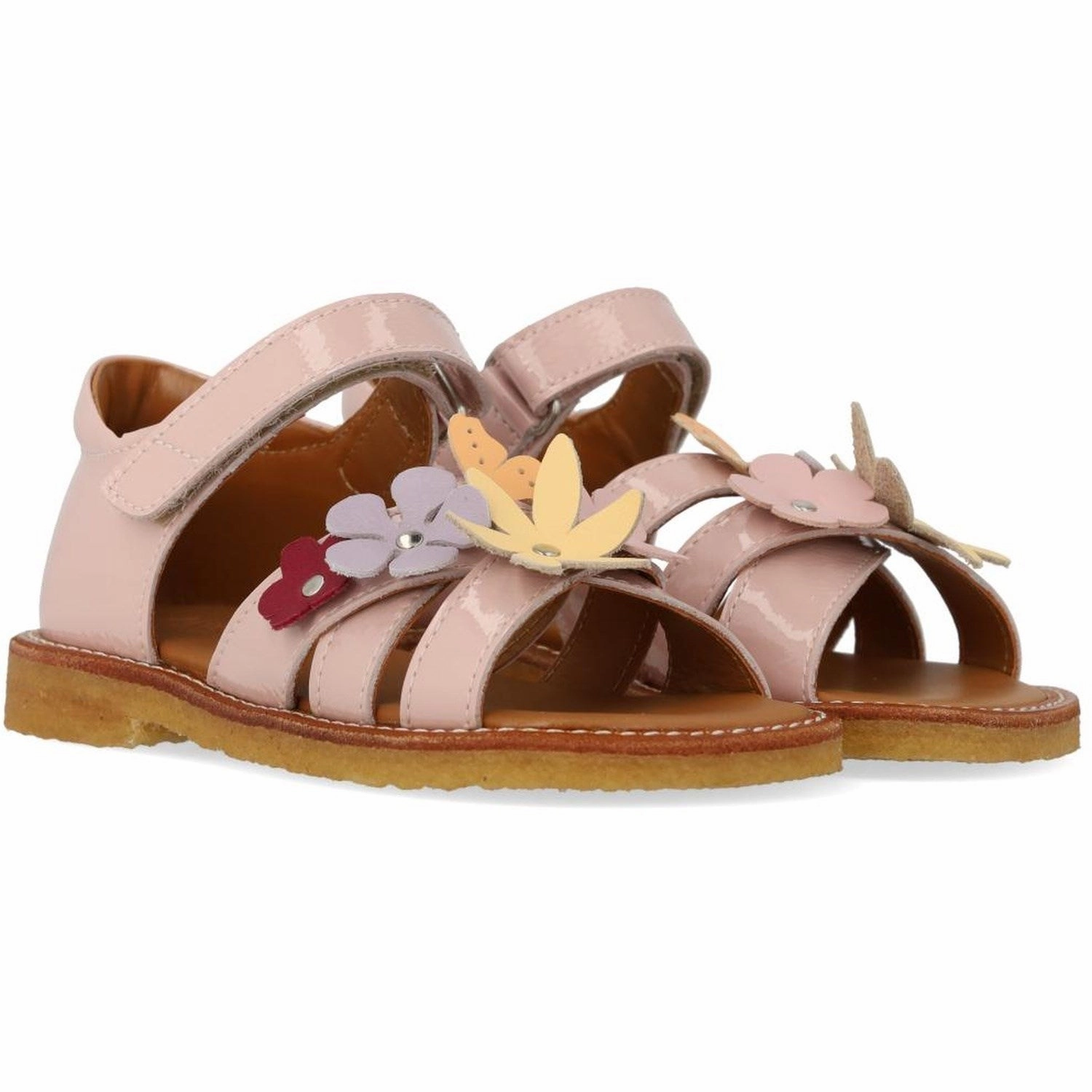 Angulus Rosebud Sandal With Multicolored Floral Appliques Adaptive Gear