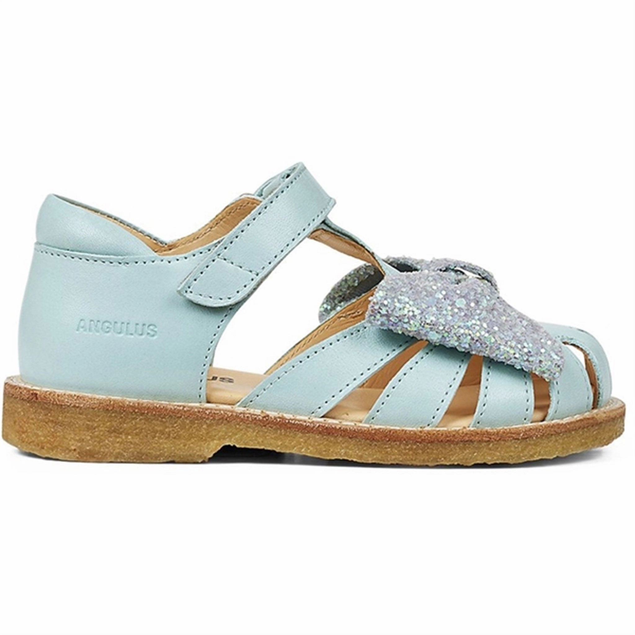 Angulus Sandal W. Bow And Velcro Mint/Mint Glitter Daily Vibe Purposefully Crafted
