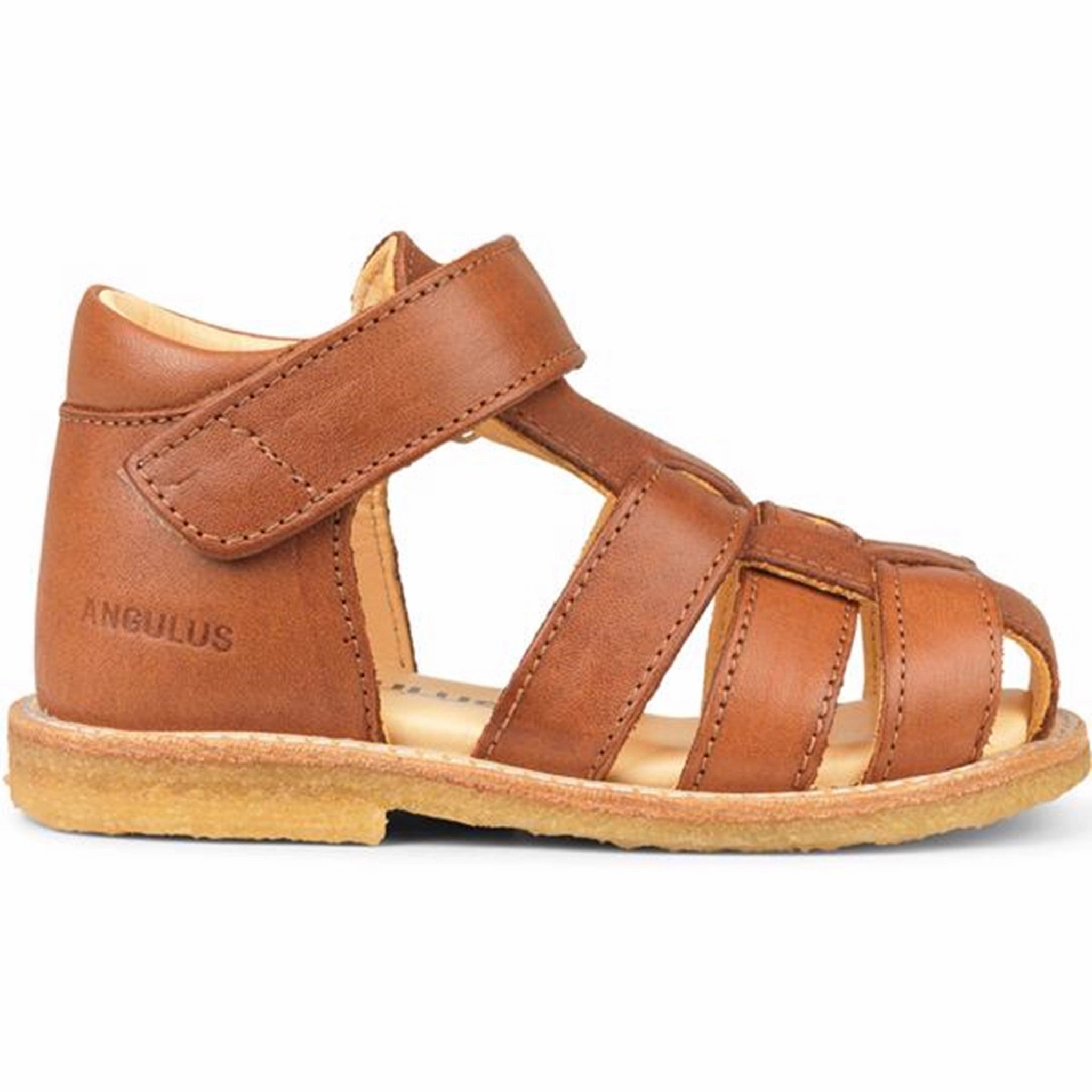 Crafted For Calm Angulus Sandal W. Closed Toe And Velcro Cognac
