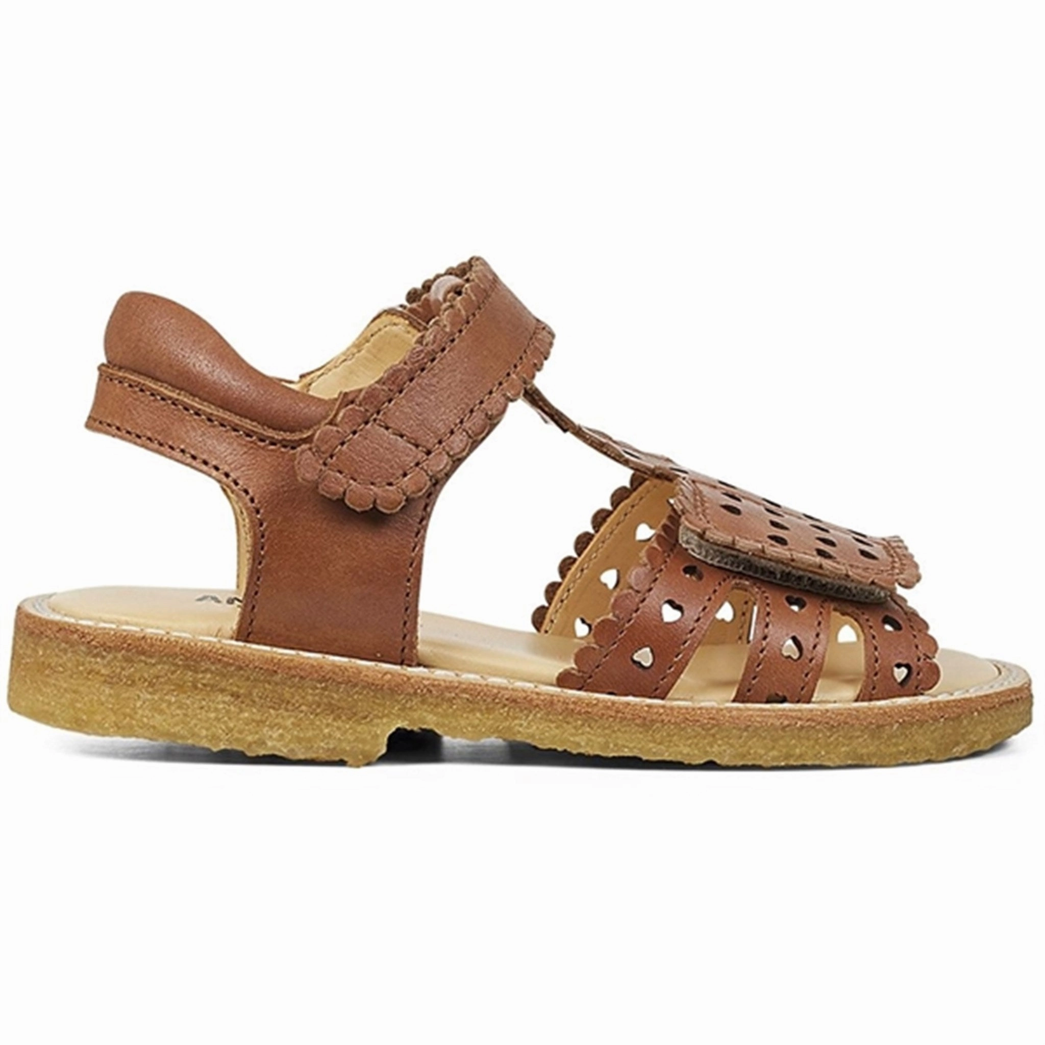 Sleek Mindset Live In Motion Angulus Sandal W. Velcro And Hearts Tan