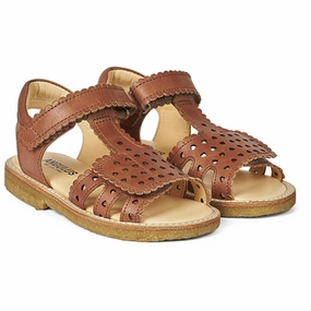 Angulus Sandal W. Velcro And Hearts Tan Cool And Clean