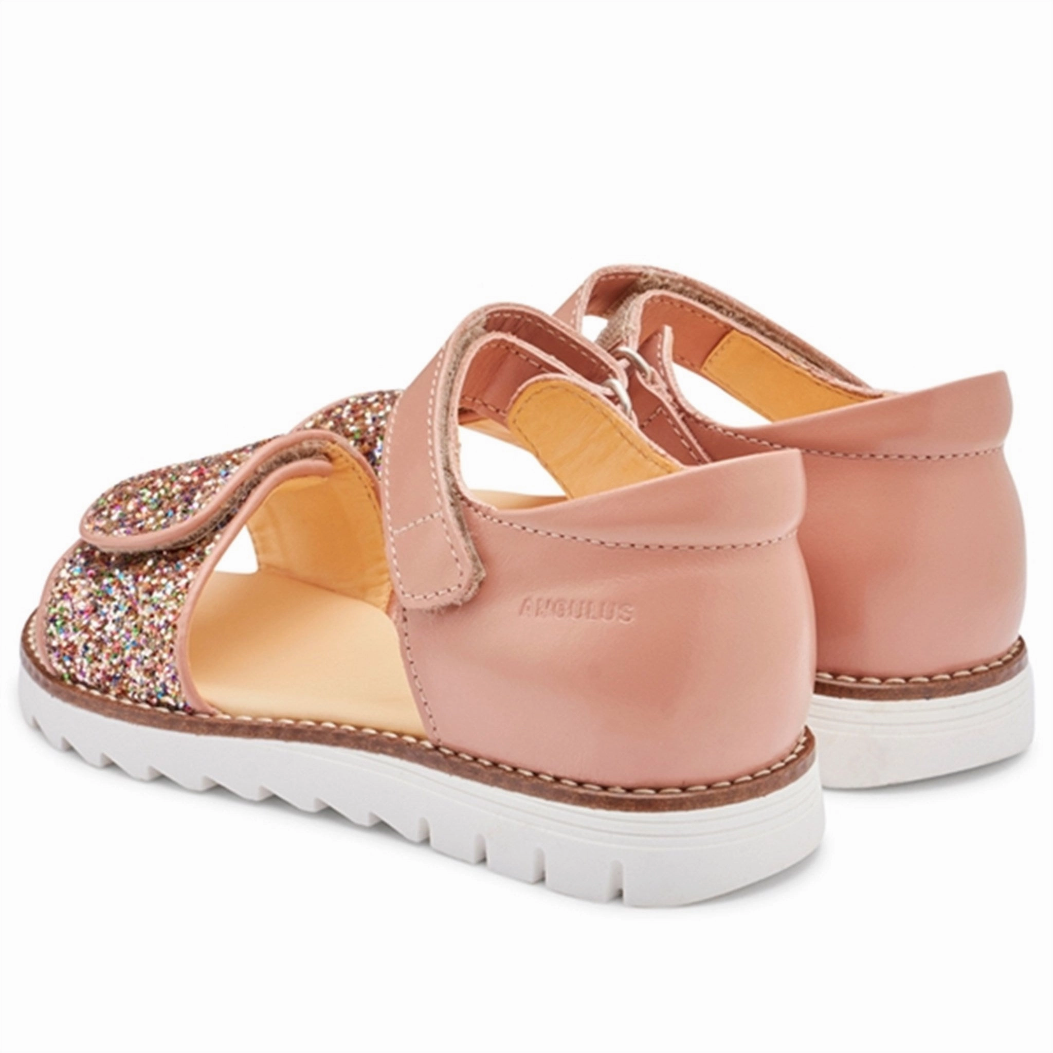 Angulus Sandal W. Velcro Dark Peach/Multi Glitter Modular Design Future-Forward Comfort