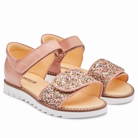 Angulus Sandal W. Velcro Dark Peach/Multi Glitter Move-Fit Carry Your Vibe