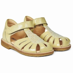 Elevated Motion Angulus Sandal W. Velcro Light Yellow/Light Yellow Glitter
