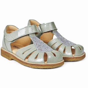 Angulus Sandal W. Velcro Mint/Mint Glitter Essential Structure Versatility Reimagined