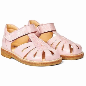 Inspired Living Angulus Sandal W. Velcro Peach/Peach Glitter