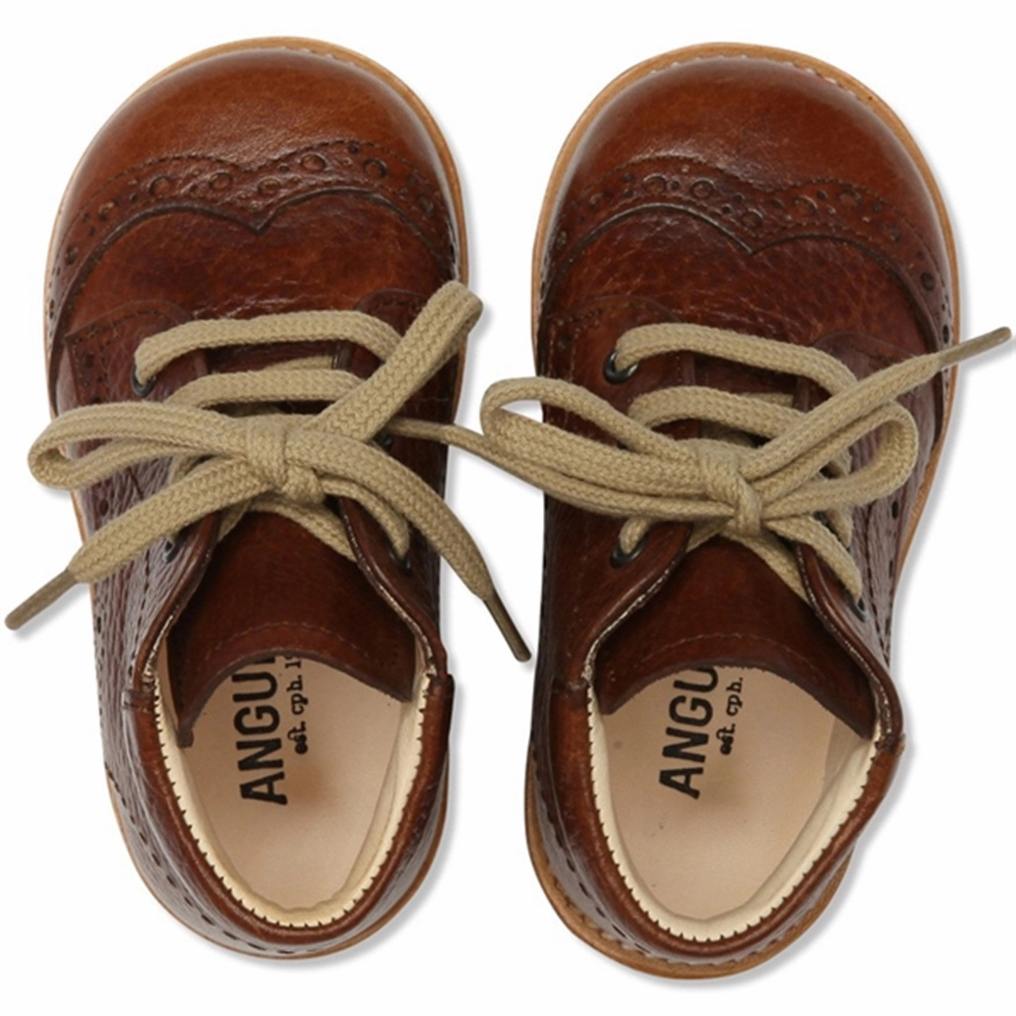 City-Functional Anyday Style Angulus Shoe With Laces Cognac