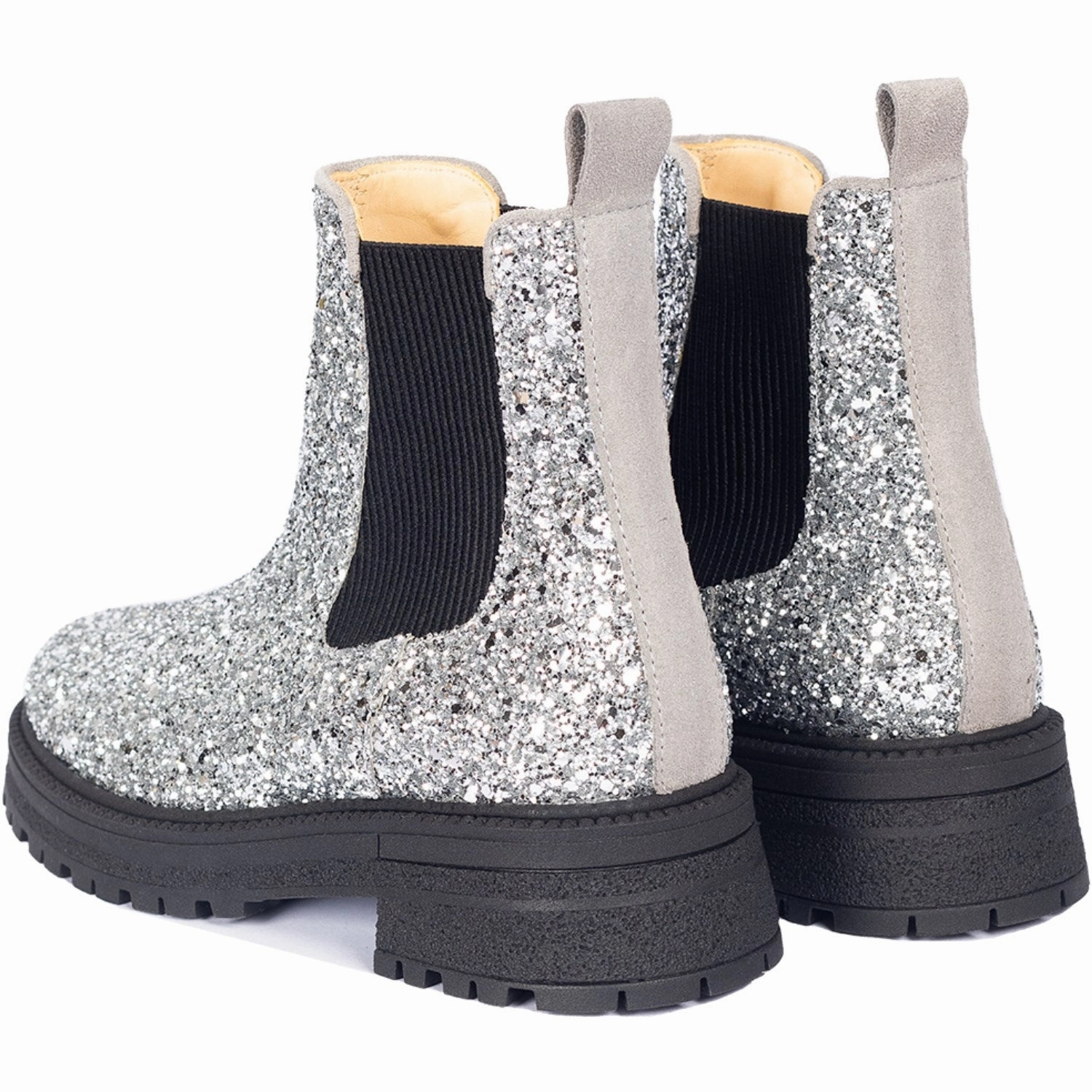Essentials On Point Angulus Silver Glitter/Gray/Black Glitter Chelsea Boot P? Track?L