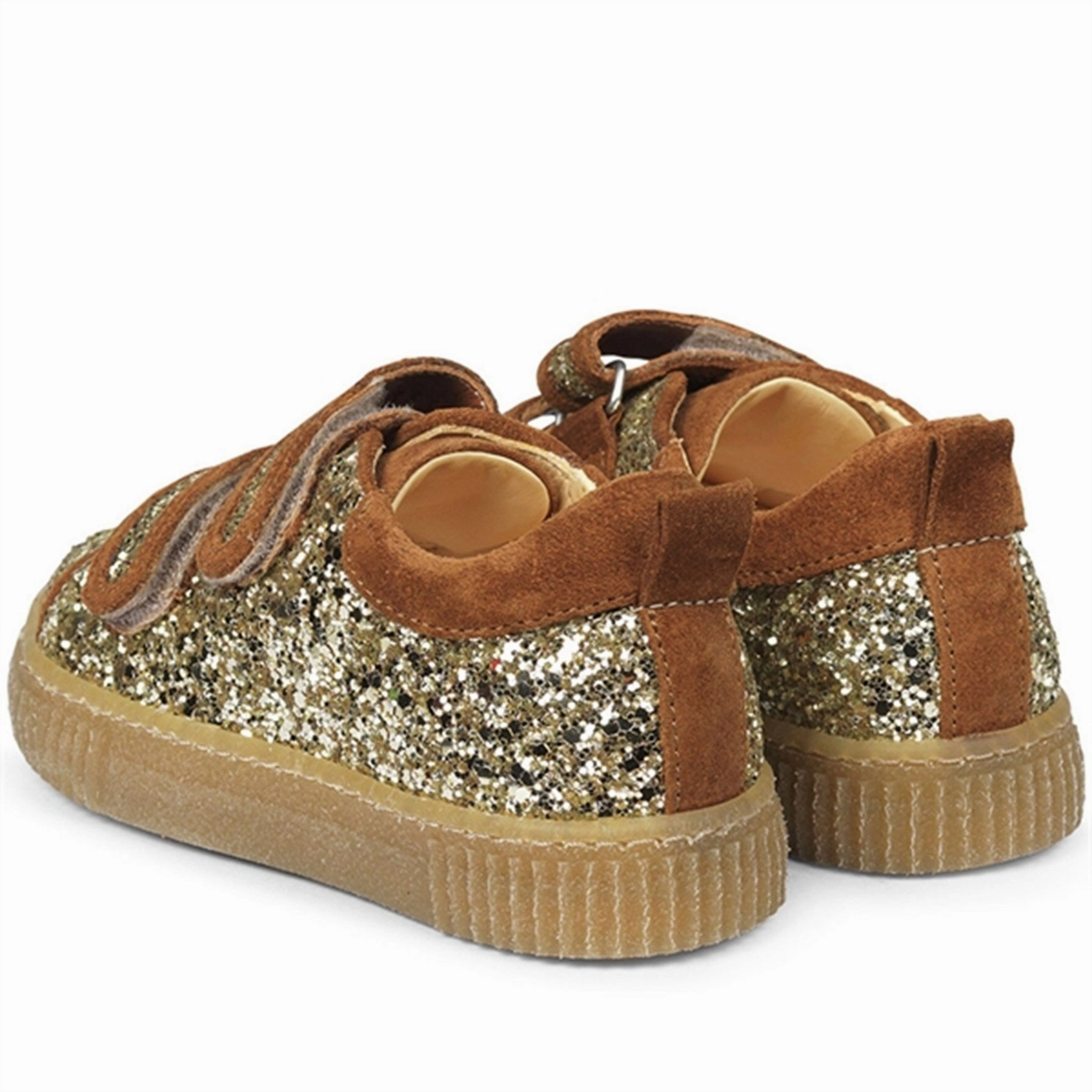 Angulus Sneakers W Velcro Champagne Glitter/Cognac Cool Rhythm Effortless Fit