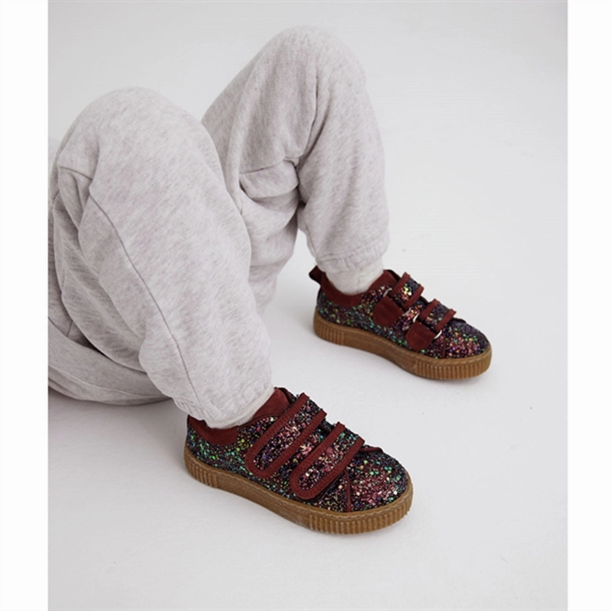 Angulus Sneakers W Velcro Plum Glitter/Bark Essential Rhythm