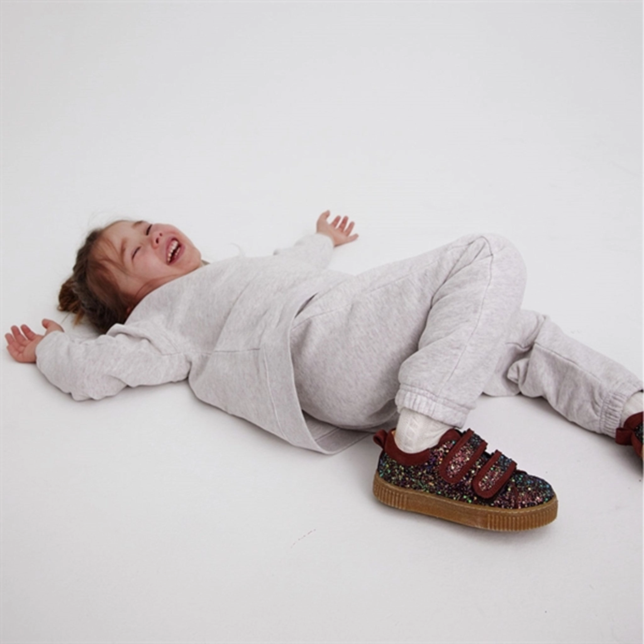 Function With Style Angulus Sneakers W Velcro Plum Glitter/Bark