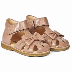 Minimal Design Designed For Days Angulus Starter Sandal W. Bow And Velcro Dark Peach