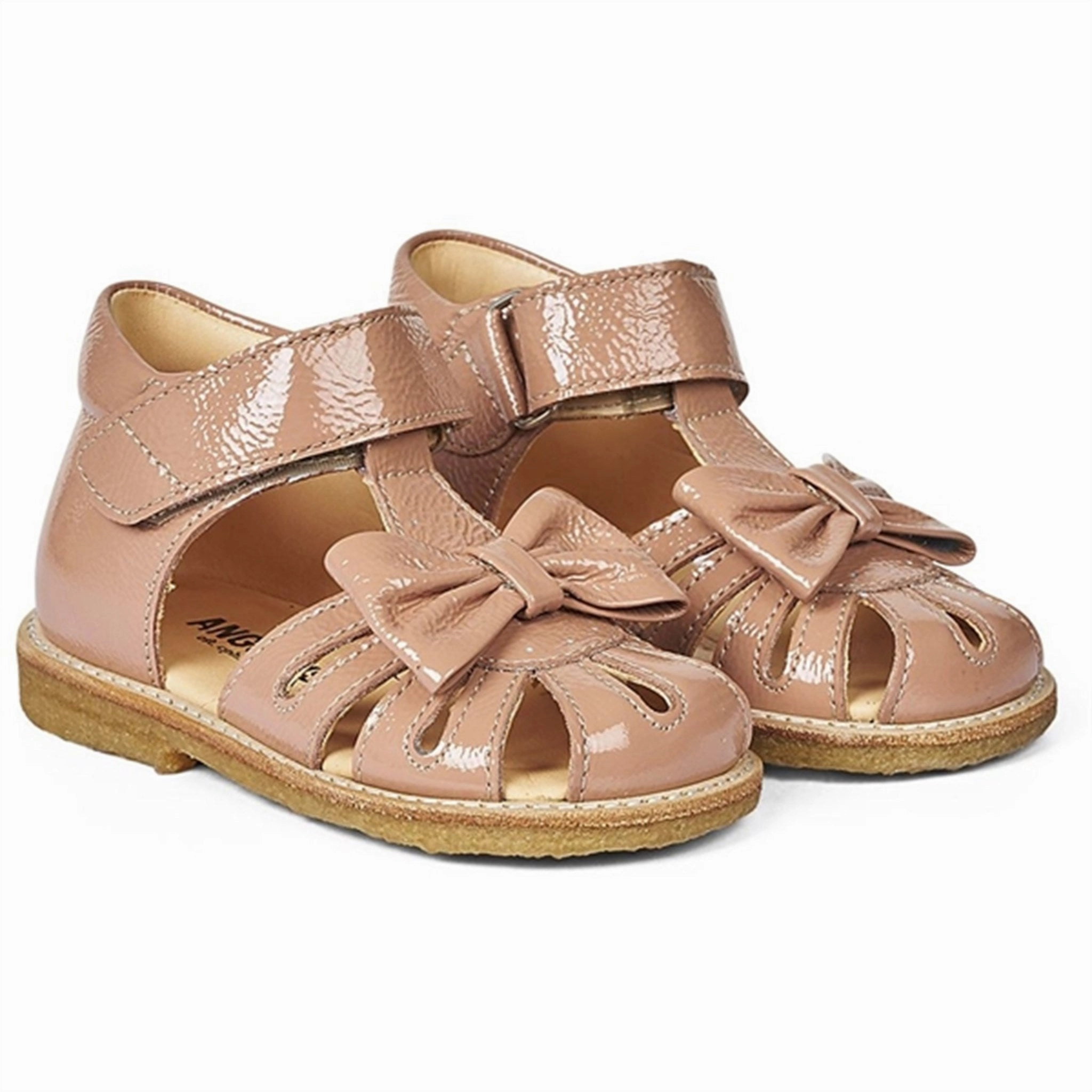 Minimal Design Designed For Days Angulus Starter Sandal W. Bow And Velcro Dark Peach