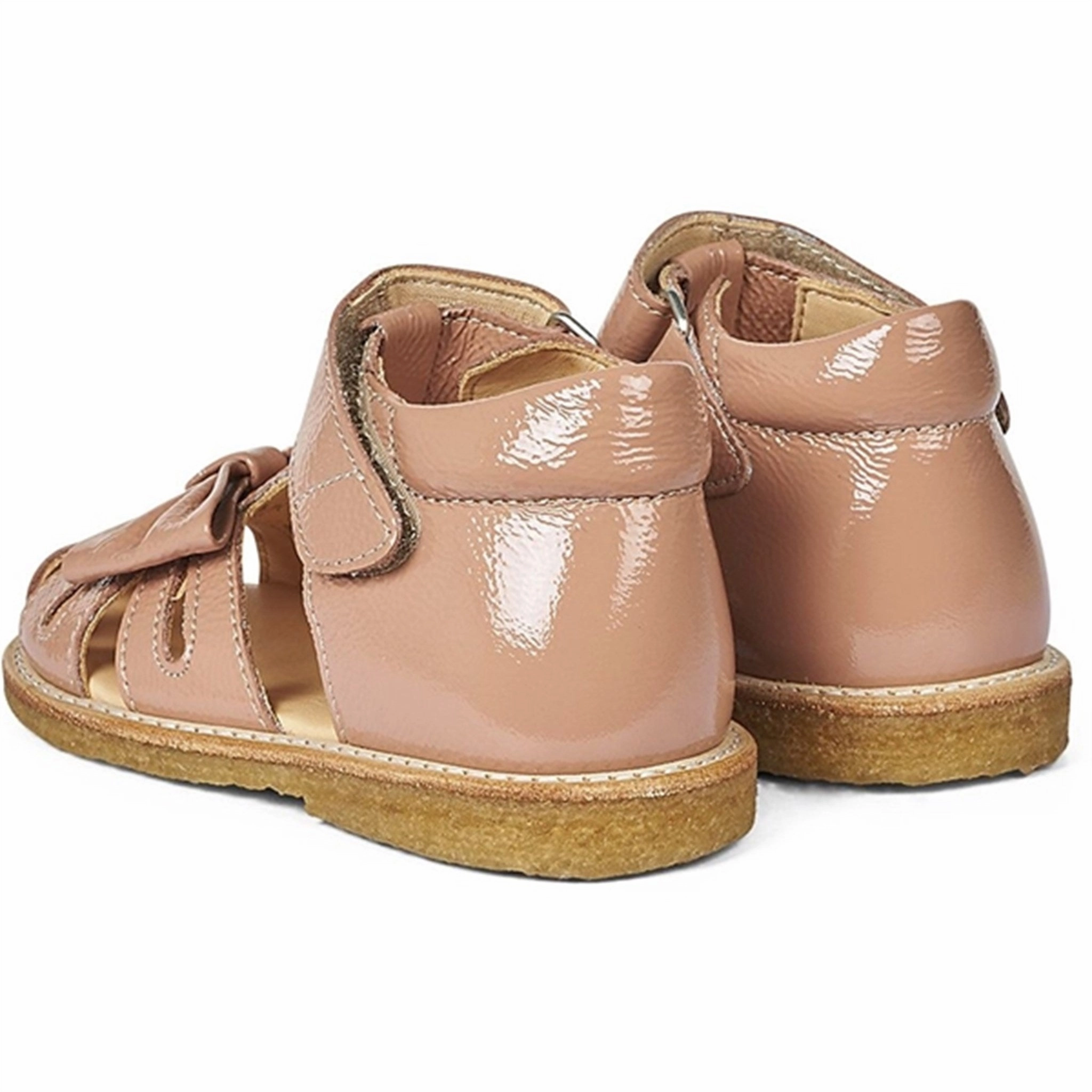 Daily Vibe Soft Structure Angulus Starter Sandal W. Bow And Velcro Dark Peach