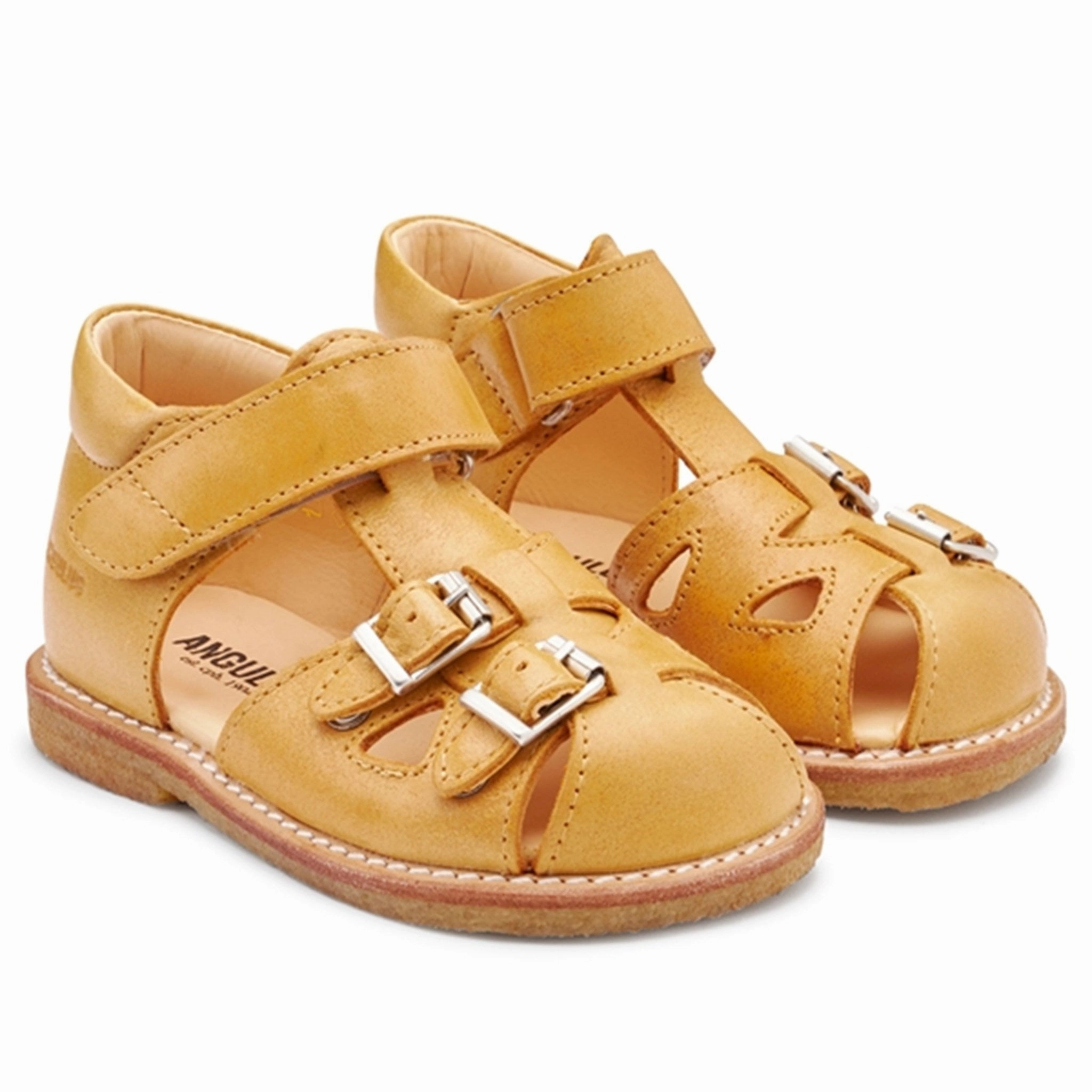 Angulus Starter Sandal W. Velcro And Buckles Camel Modern Motionwear
