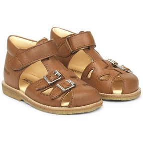 Angulus Starter Sandal W. Velcro And Buckles Cognac Anyday Style