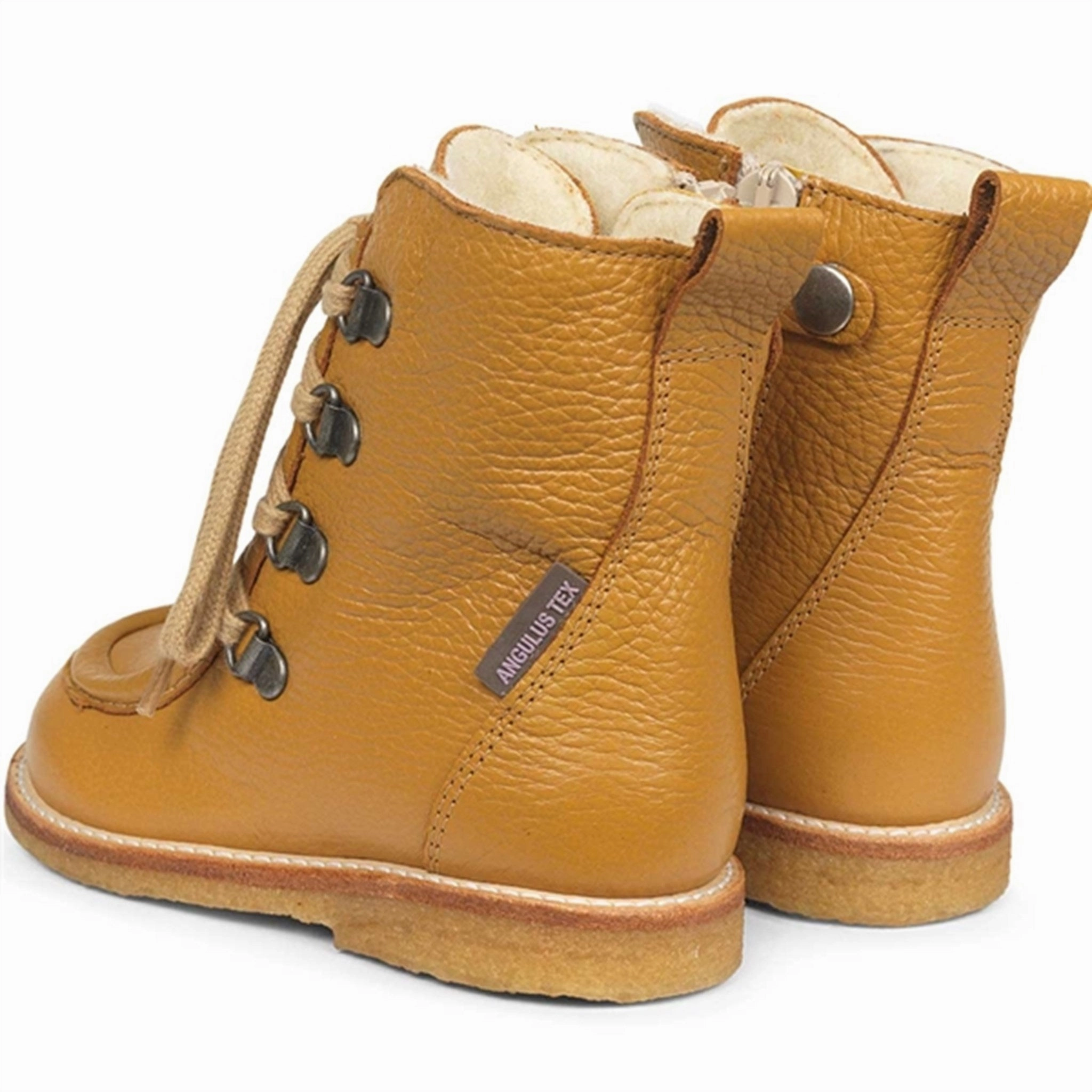 Comfort-Focused Angulus Tex Boots W. Zipper And Lace Ocher 2380-101-7250-2566