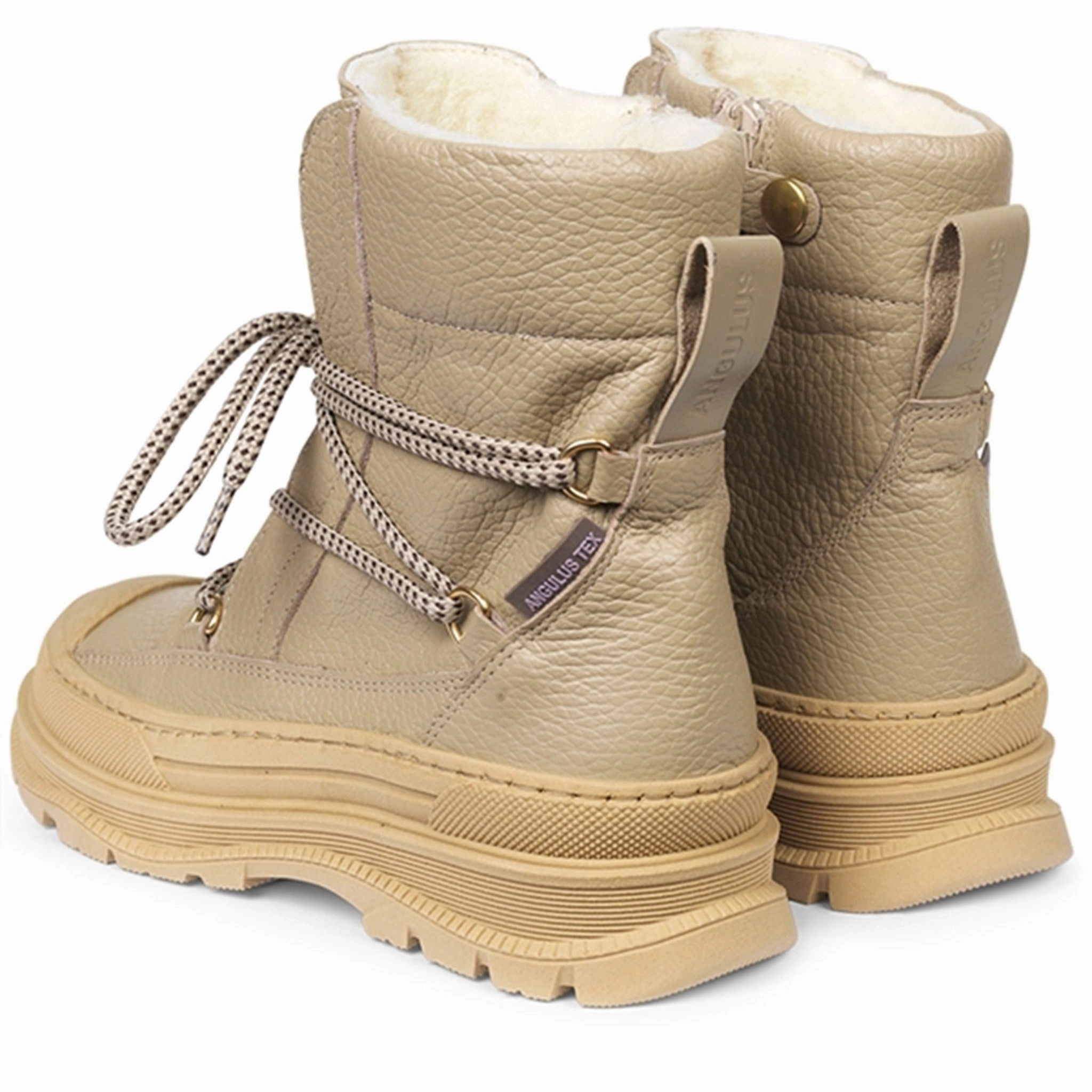 Angulus Tex-Boots With Ties And Zipper Sand Simplify Your Day