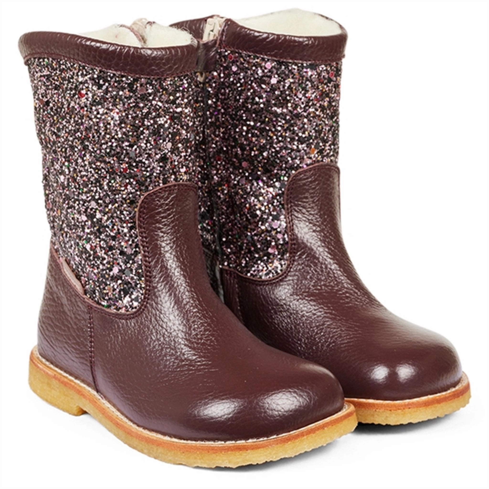Confident Layers Quiet Vibe Angulus Tex Boots With Zipper Bordeaux/Bordeaux Multi Glitter