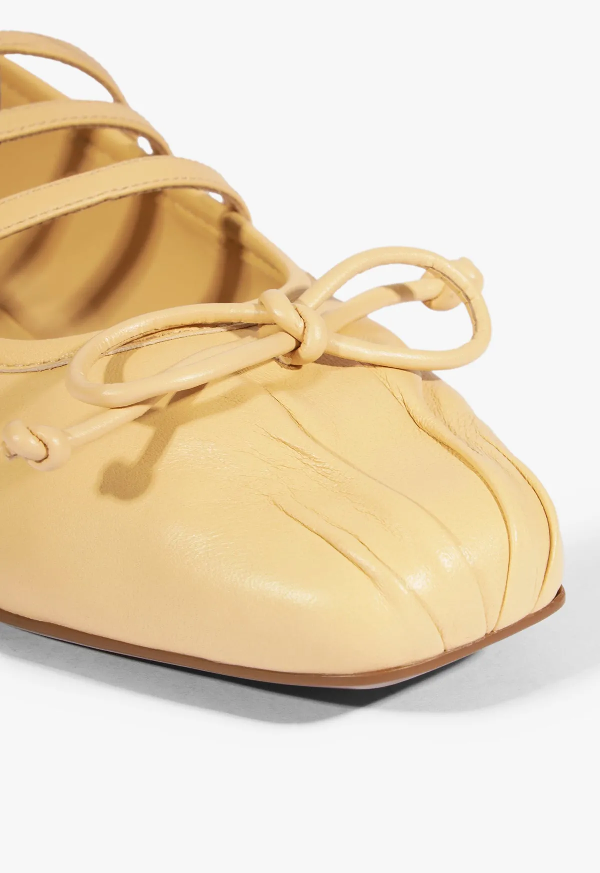 Shift Your Gear Arissa Beige Leather Ballet Flat