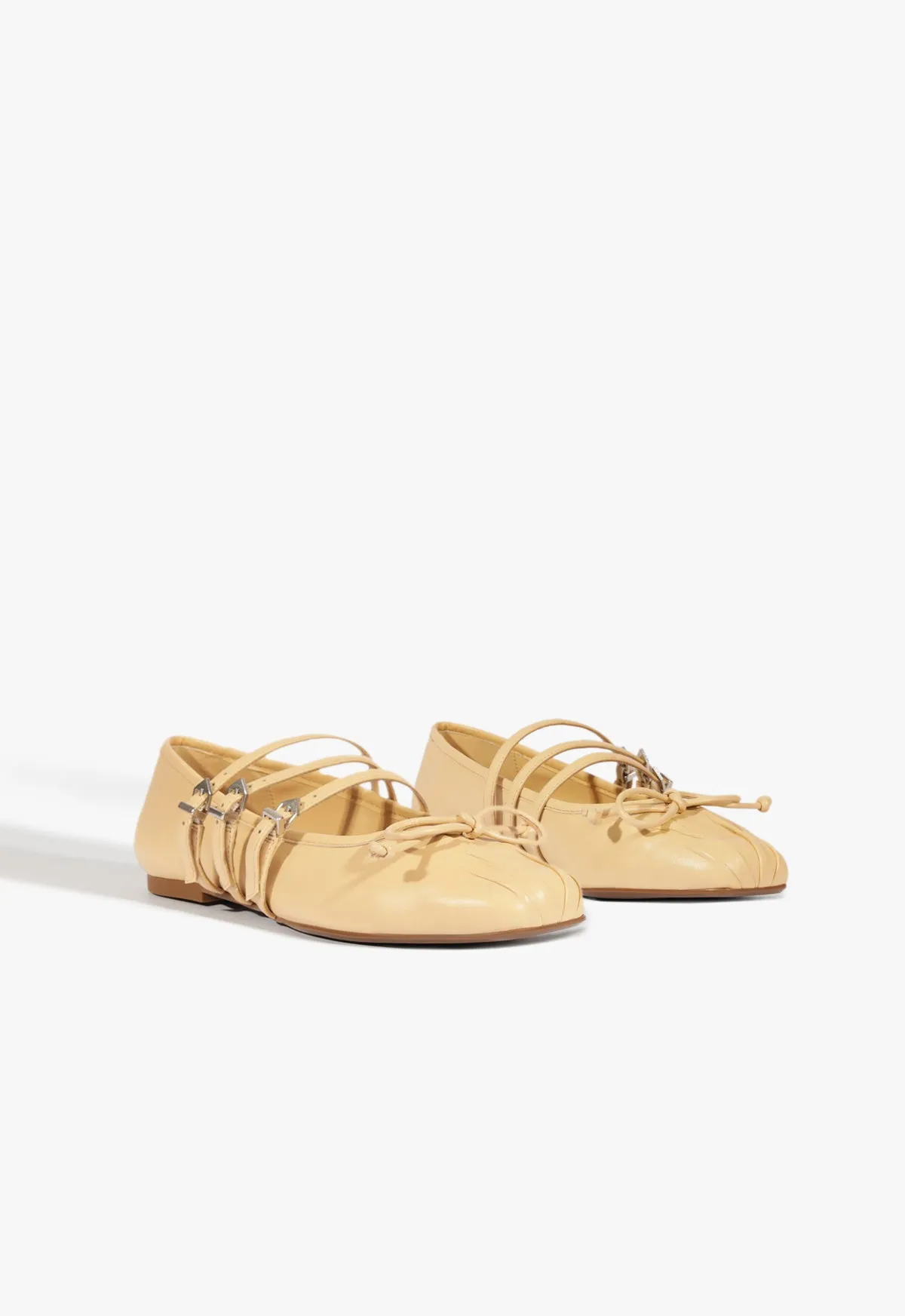 Arissa Beige Leather Ballet Flat Modular Uniform Bold In Simplicity