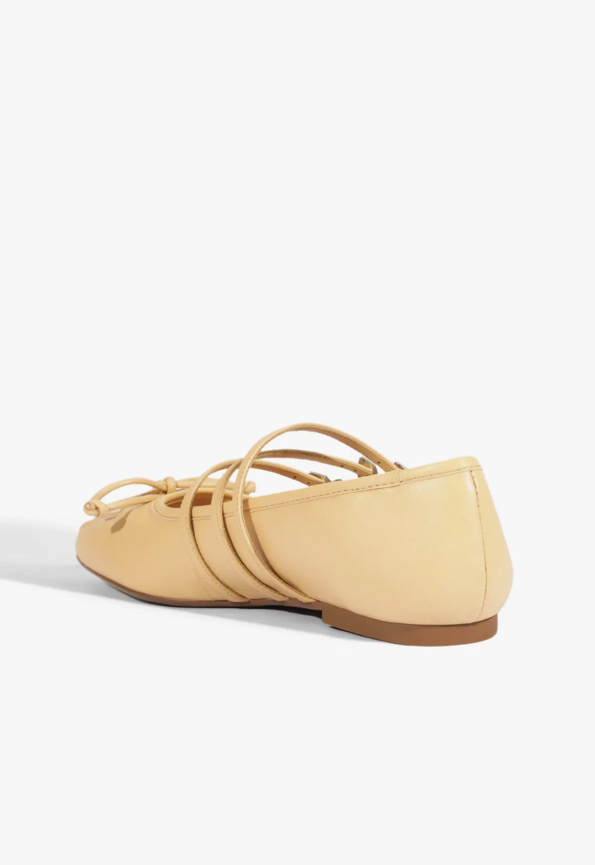 Subtle Impact Refined And Raw Arissa Beige Leather Ballet Flat