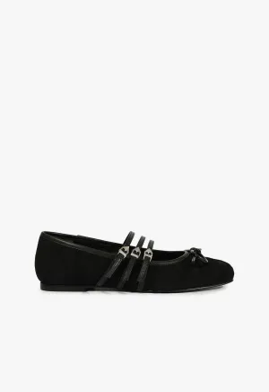 Seamless Transitions Layered City Arissa Black Suede Ballet Flat