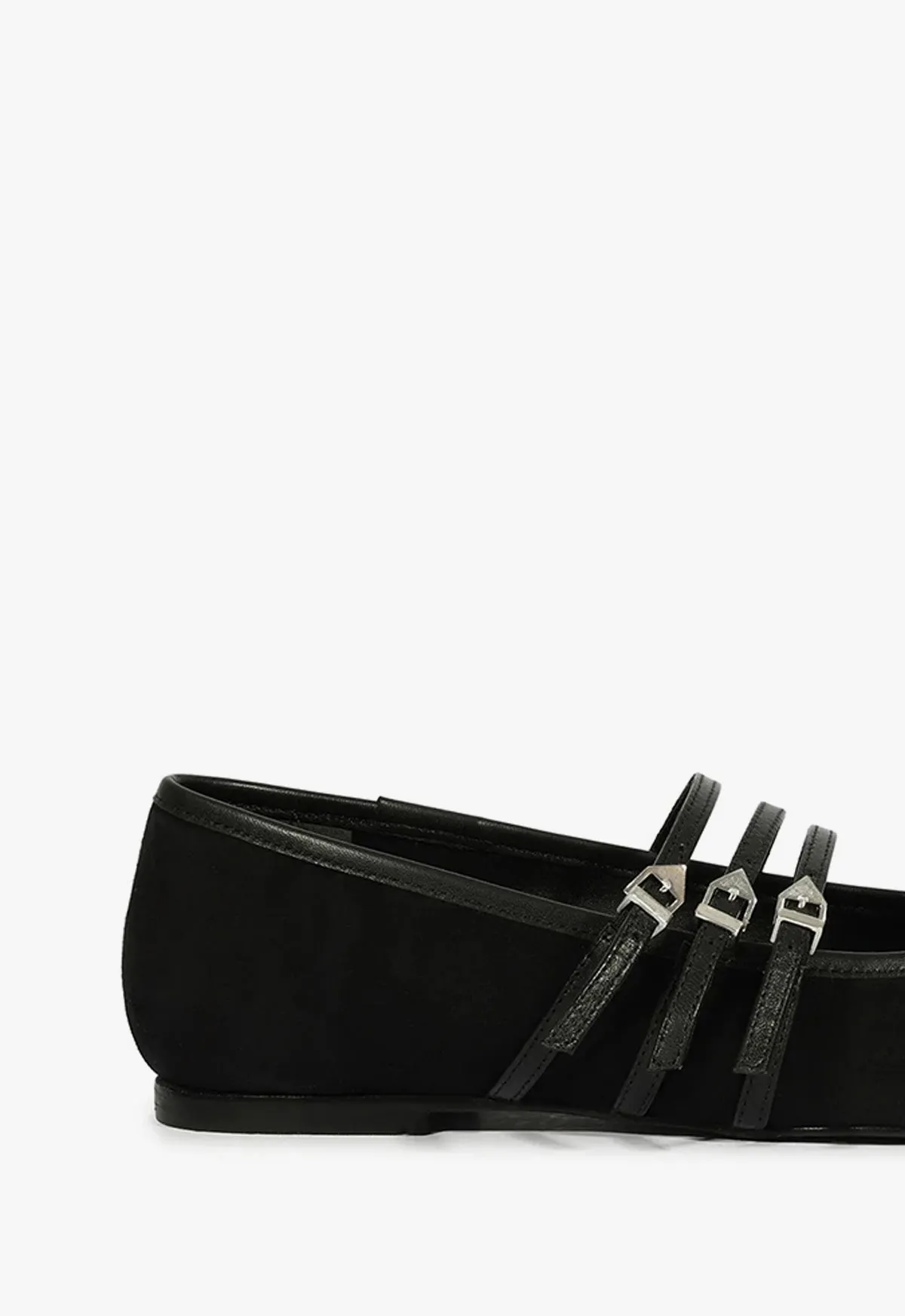 Arissa Black Suede Ballet Flat Crafted In Flow