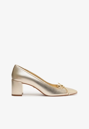 Arissa Block Metallic Leather Pump Designed To Perform Grounded Luxury