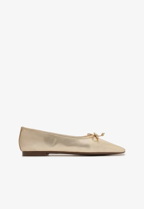 Arissa Gold Leather Ballet Flat Clean Citywear