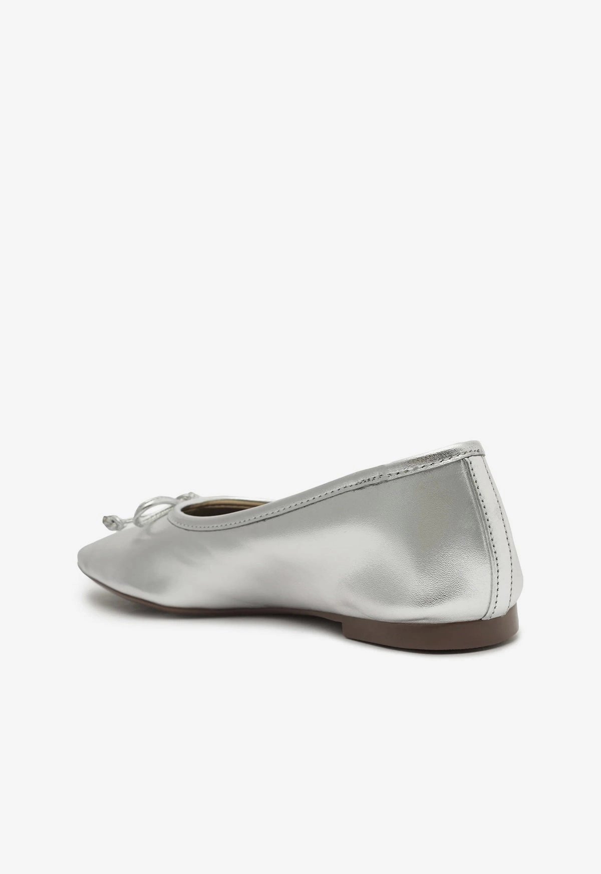 Daily Wear Adaptable Pieces Arissa Silver Leather Ballet Flat
