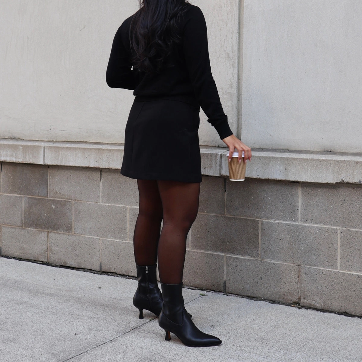 Arya Wide Calf Boots Black Leather Urban Evolution Elevated Motion