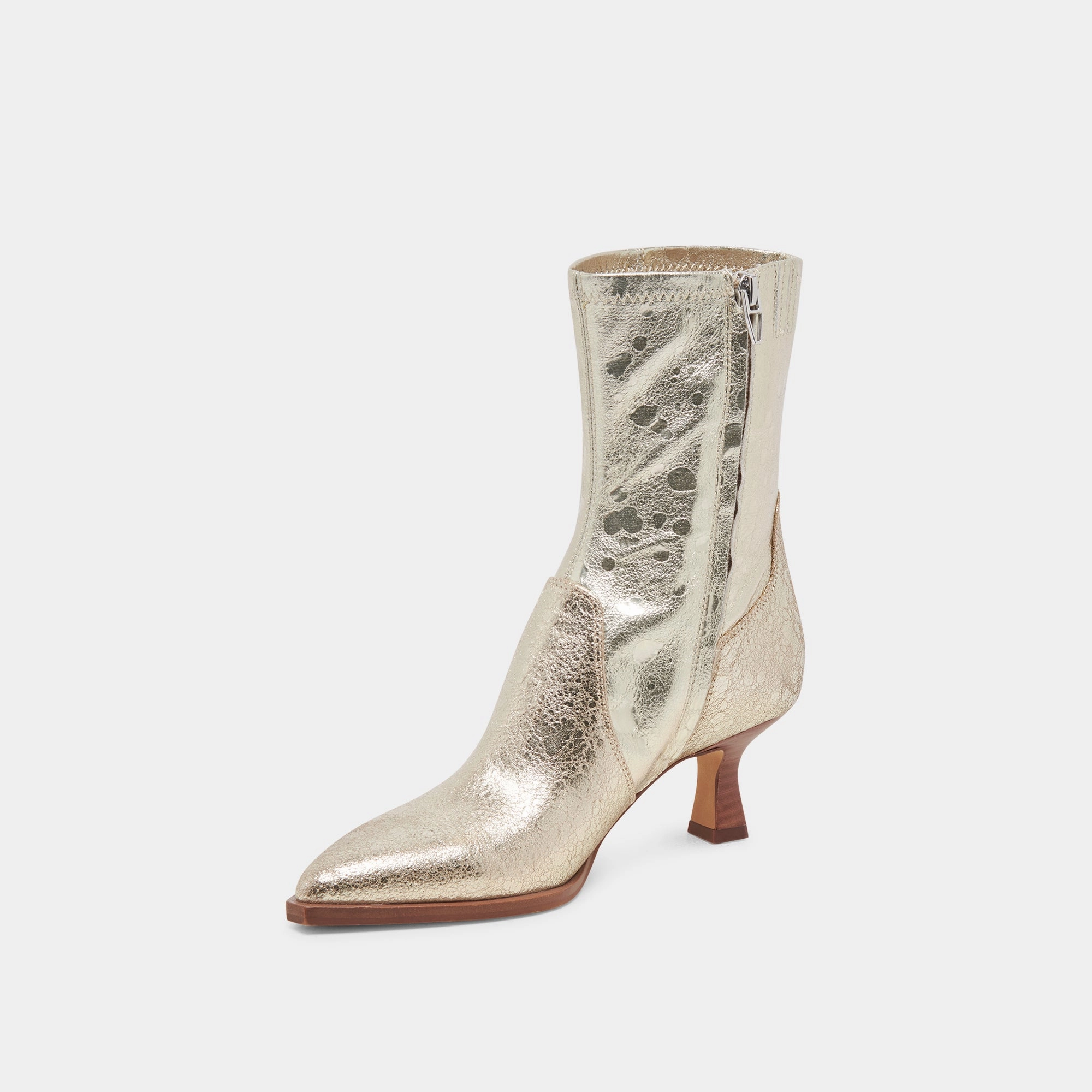 Arya Wide Calf Boots Light Gold Distressed Leather Quiet Attitude