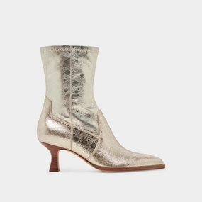 Arya Wide Calf Boots Light Gold Distressed Leather Future-Forward Comfort Effortless Edge
