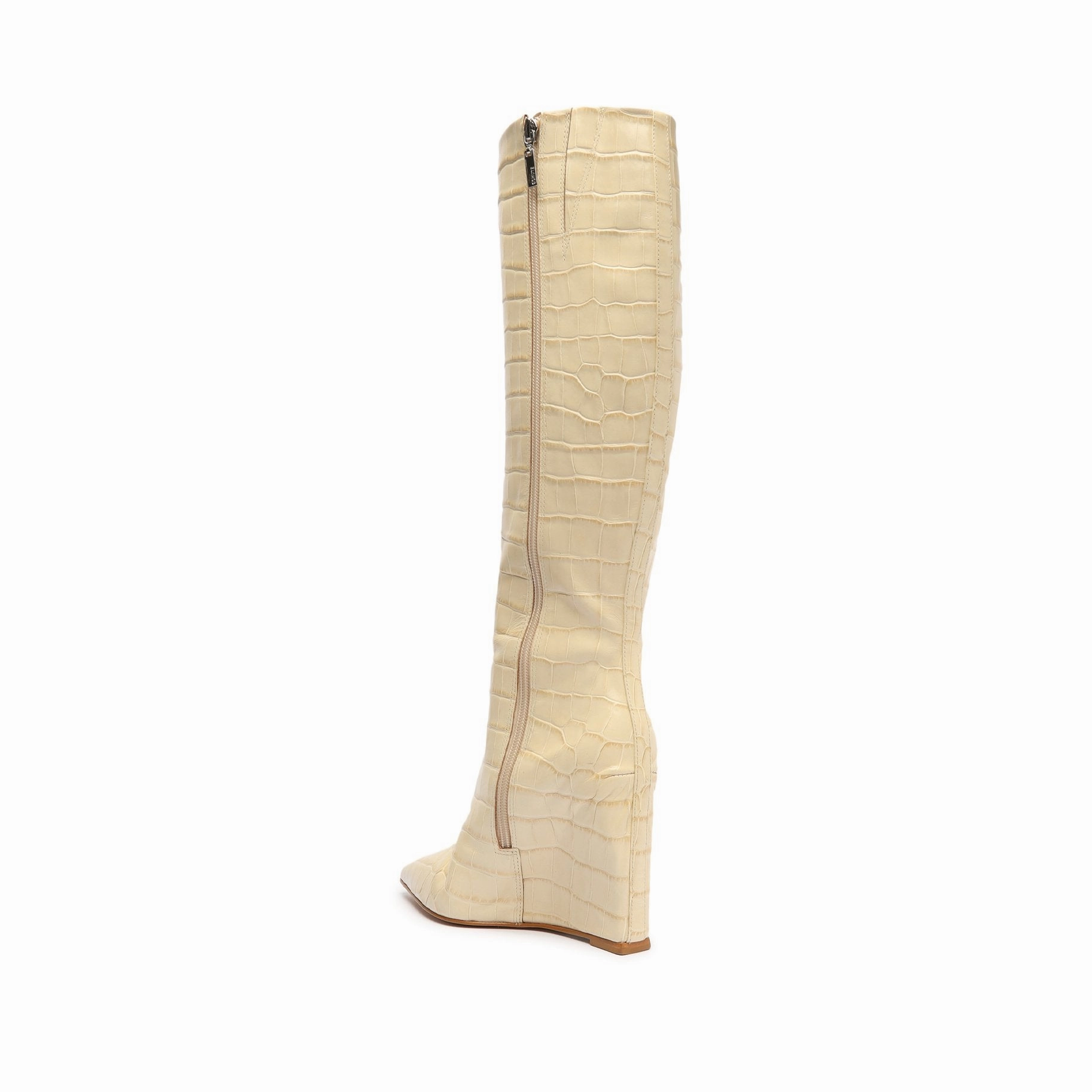 Clean-Styled Modern Tone Asya Up Crocodile-Embossed Leather Boot