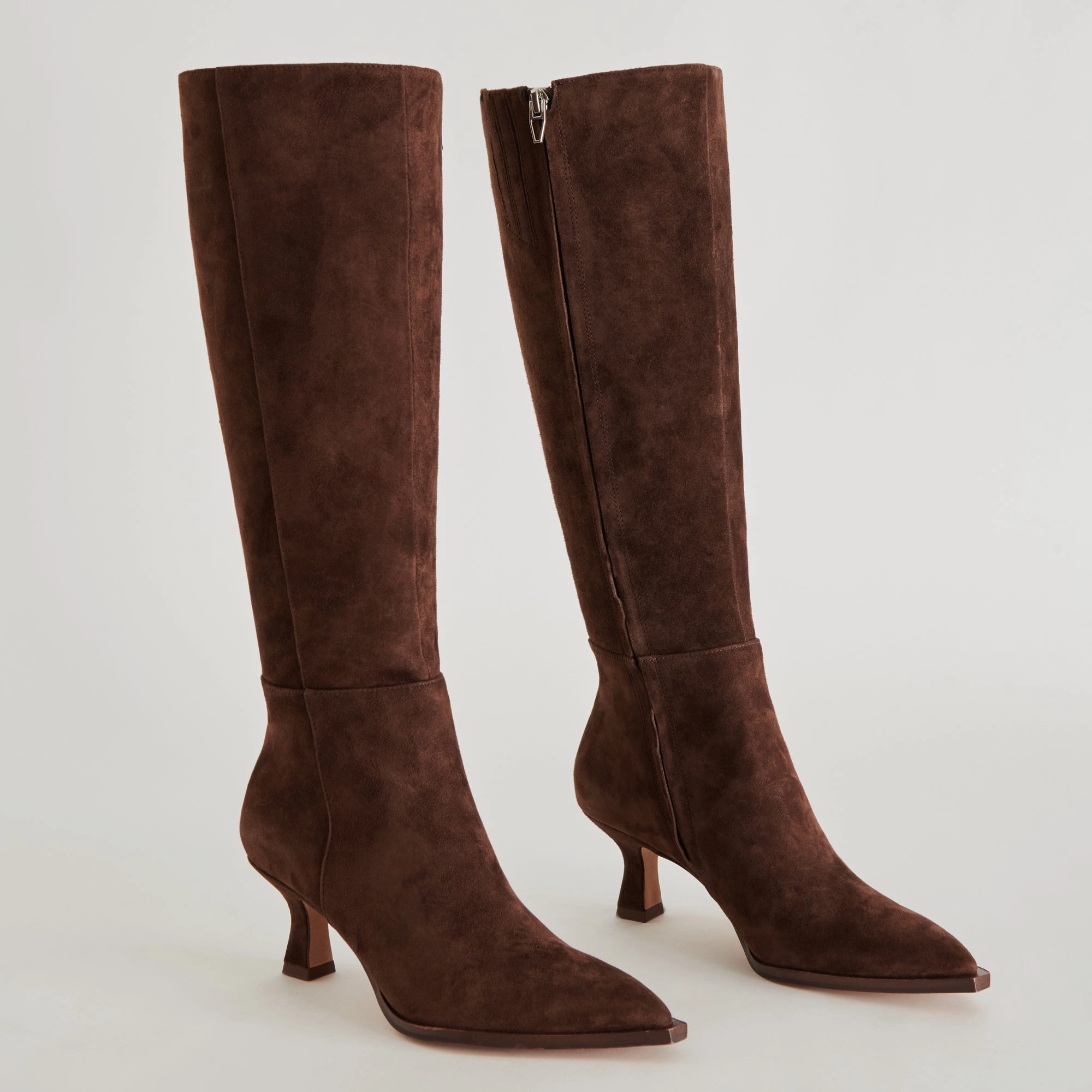 Engineered Simplicity Auggie Wide Calf Boots Dk Brown Suede