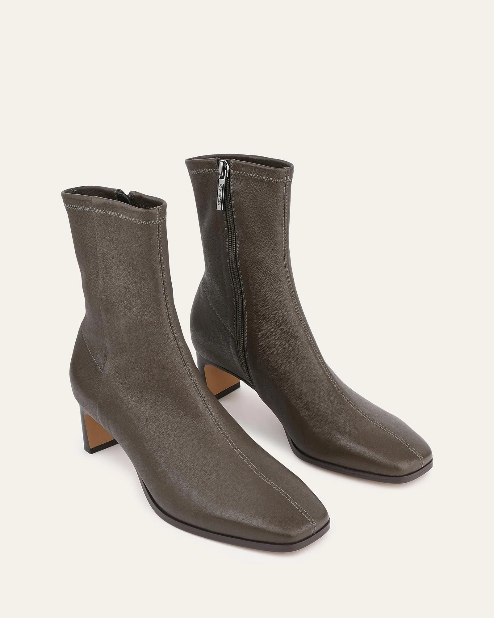 Quince Mid Ankle Boots Dark Olive Leather Cool Motion