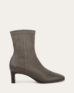 Quince Mid Ankle Boots Dark Olive Leather Streamlined Urban Seasonless Drop