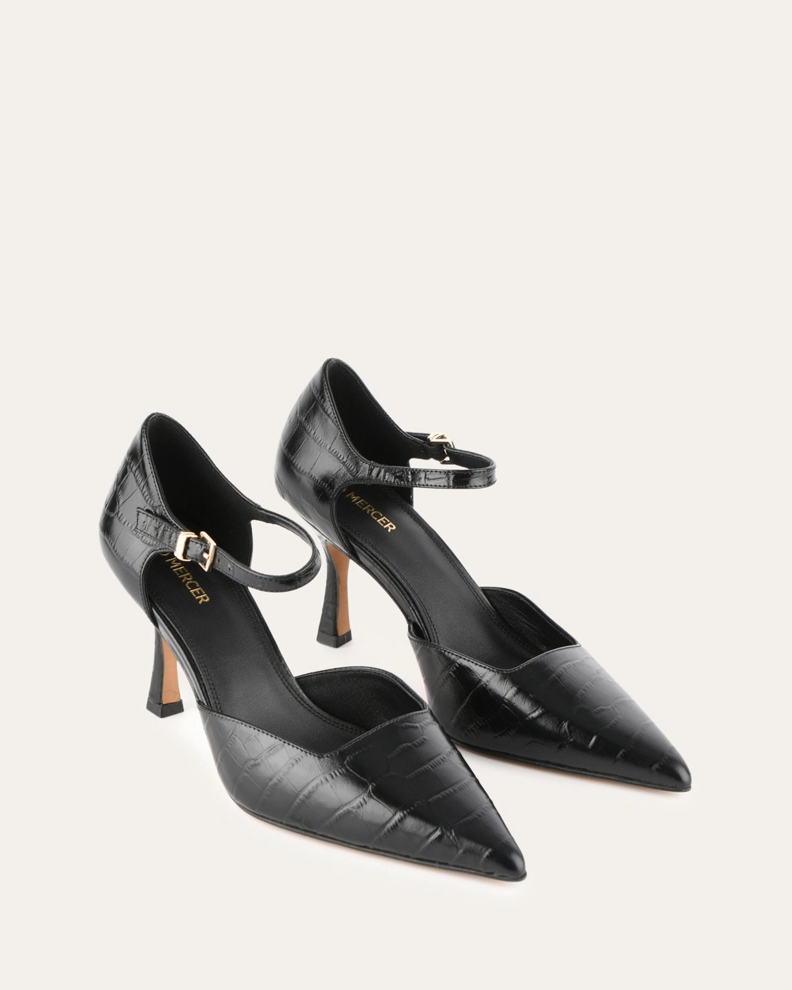 Axel High Heels Black Croc Crafted Clarity