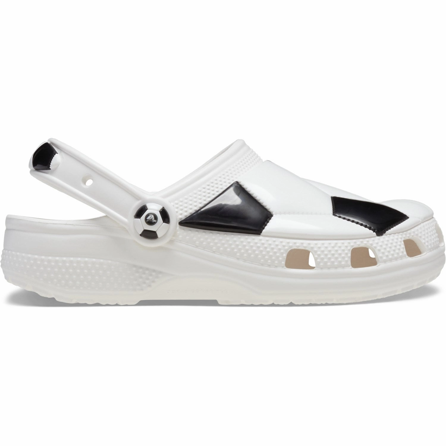 Seasonless Drop Crocs White/Black Classic Soccer Ball Clog