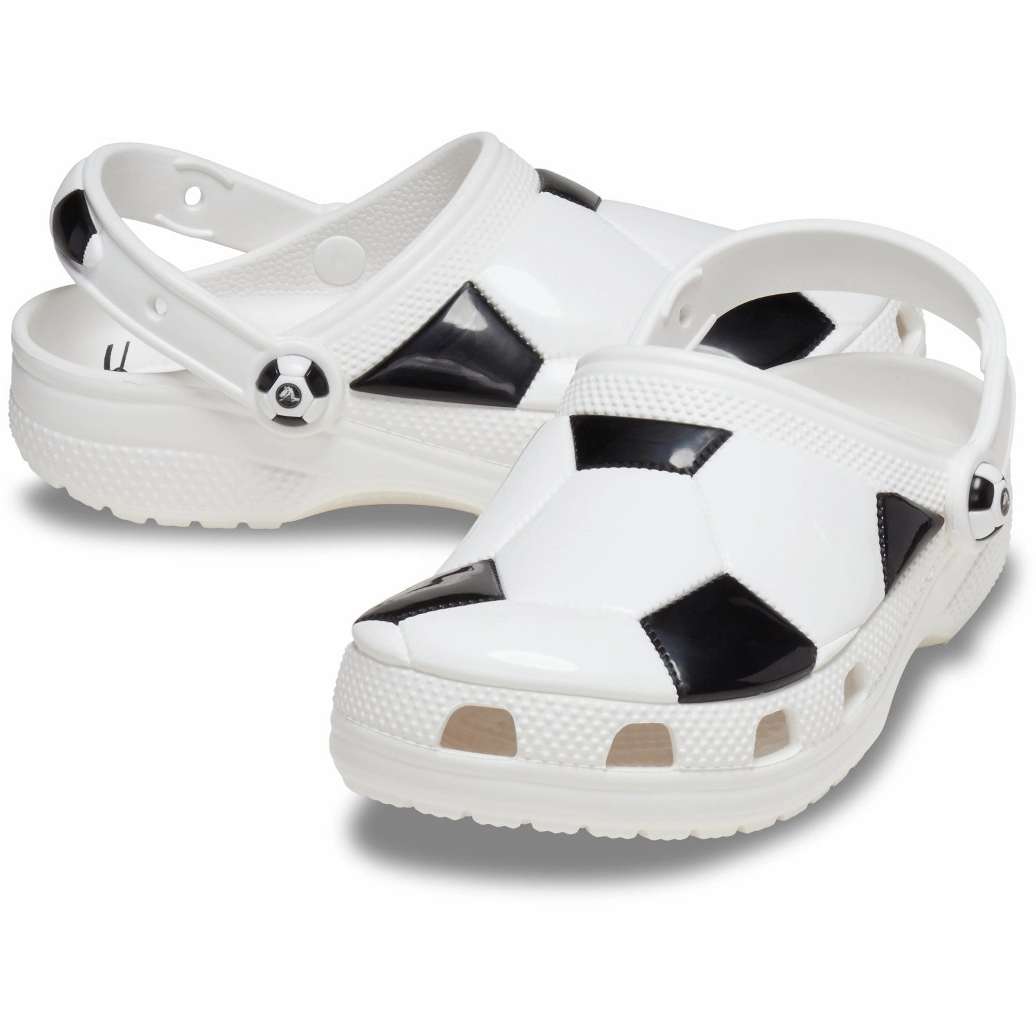 Future-Ready Refined Balance Crocs White/Black Classic Soccer Ball Clog