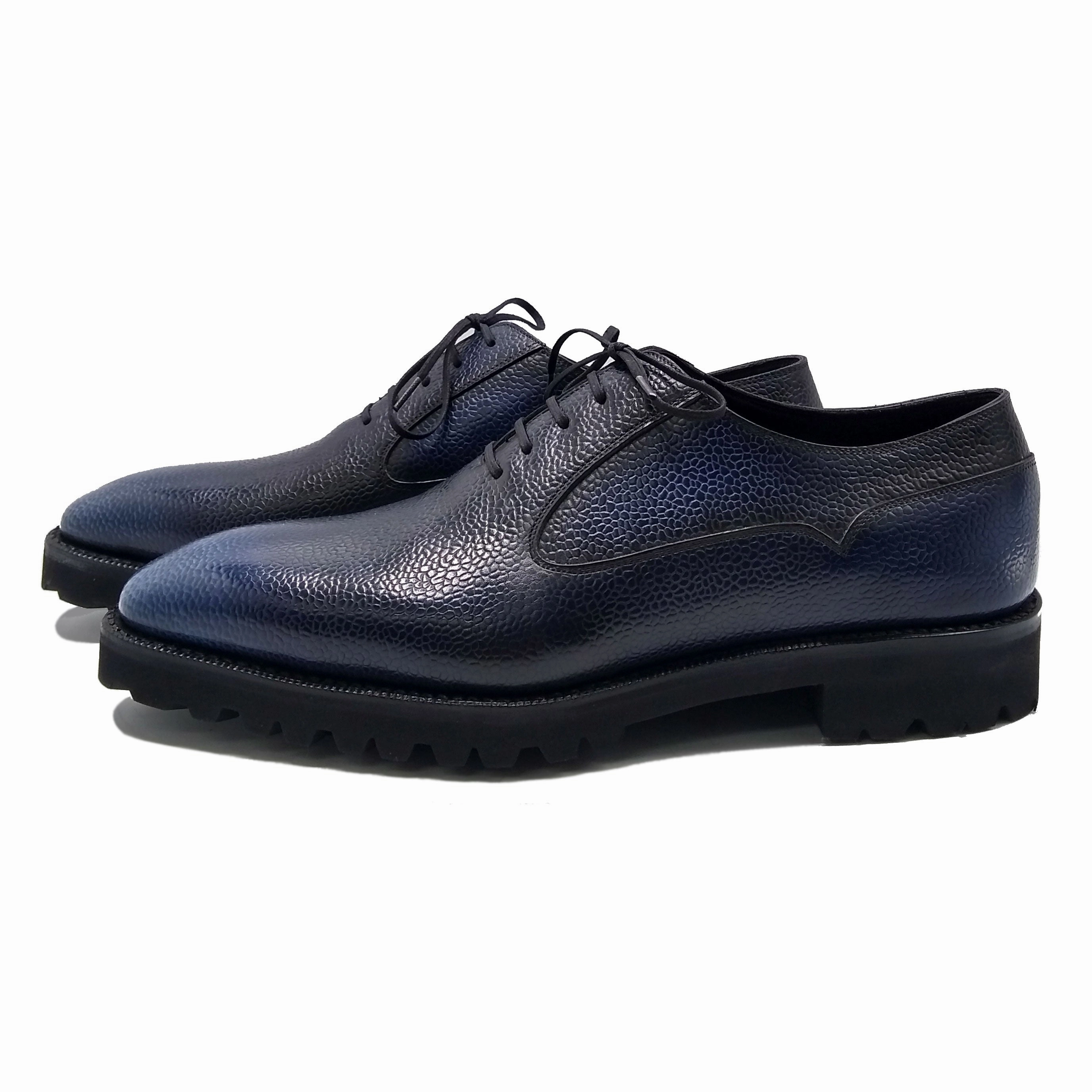 Bold Minimal Balmoral Simple Shoe Mto - Mediterranean Blue 3D Patina